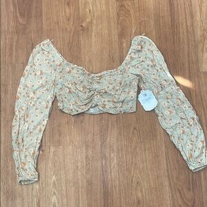 Floral Long Sleeve Crop Top